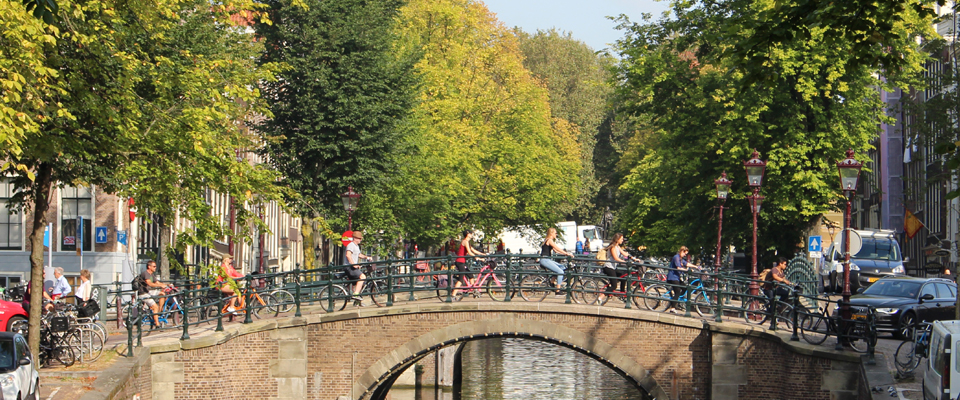 Bikers on Amsterdam bridge